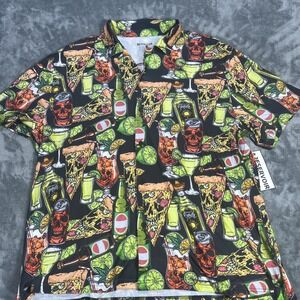 Reservoir Shirt Polo Mens L Cool Tech Skull Beach Pool Abstract Short Sleeve NEW